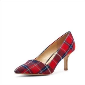 Sole Society plaid heels red 9.5 canvas